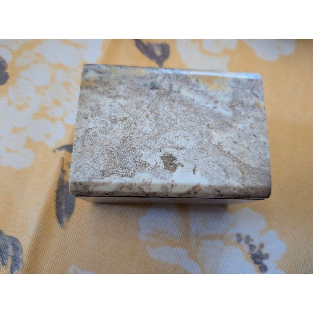 Vintage Chilean Carved Soapstone Trinket Box Natural Marbled Stone Keepsake Box